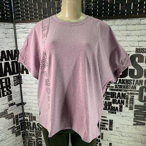 Under Armour XL Lilac Heather Crew Neck Side Logo Relaxed Fit Short Sleeve Top